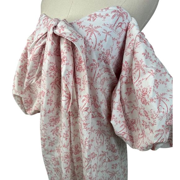 Caroline Constas Reyna Maxi Dress pink white tropical camel toile size S small - Picture 5 of 11